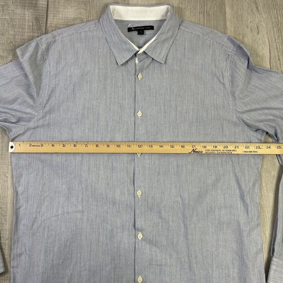 New John Varvatos Mens XL Light Blue Pin Stripes Seersucker Button Shirt O - Picture 7 of 9